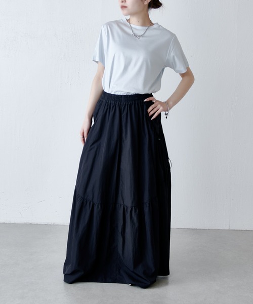 Lui's(ルイス)の「接触冷感THE BASIC Tシャツ(Tシャツ/カットソー・レディース・チャコールグレー/オフホワイト/サックスブルー/ブラック・FREE)」の6枚目の写真