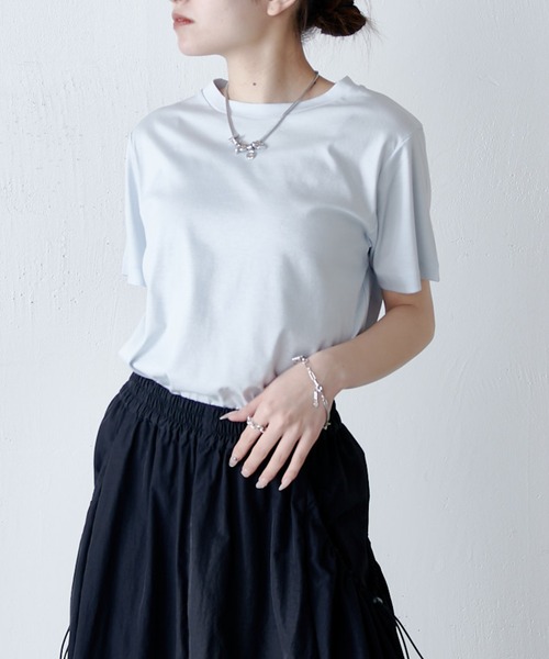 Lui's(ルイス)の「接触冷感THE BASIC Tシャツ(Tシャツ/カットソー・レディース・チャコールグレー/オフホワイト/サックスブルー/ブラック・FREE)」の9枚目の写真