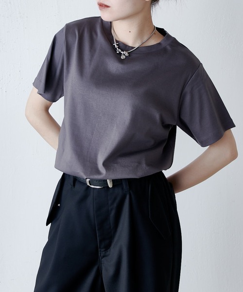 Lui's(ルイス)の「接触冷感THE BASIC Tシャツ(Tシャツ/カットソー・レディース・チャコールグレー/オフホワイト/サックスブルー/ブラック・FREE)」の16枚目の写真