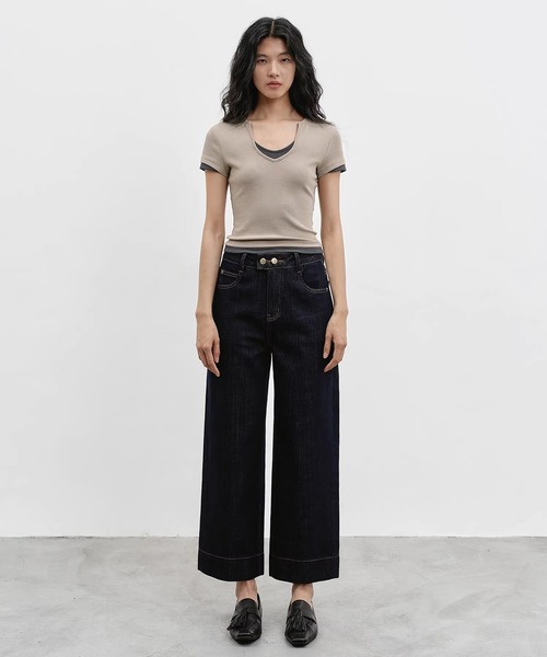 EIGHTHMONTH(エイスマンス)の「レイヤードネック コンパクトトップス EM26s056【EIGHTHMONTH】(Tシャツ/カットソー・レディース・グレー/ベージュ・M/S)」の11枚目の写真