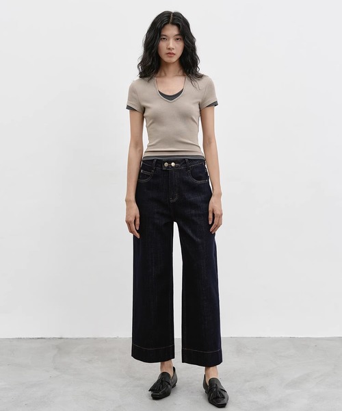 EIGHTHMONTH(エイスマンス)の「レイヤードネック コンパクトトップス EM26s056【EIGHTHMONTH】(Tシャツ/カットソー・レディース・グレー/ベージュ・M/S)」の12枚目の写真
