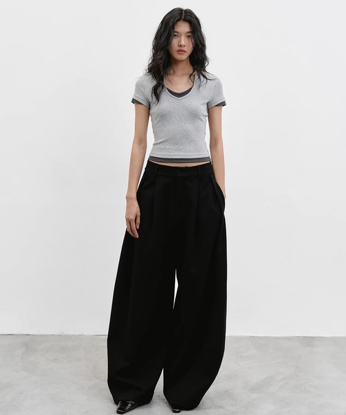EIGHTHMONTH(エイスマンス)の「レイヤードネック コンパクトトップス EM26s056【EIGHTHMONTH】(Tシャツ/カットソー・レディース・グレー/ベージュ・M/S)」の21枚目の写真