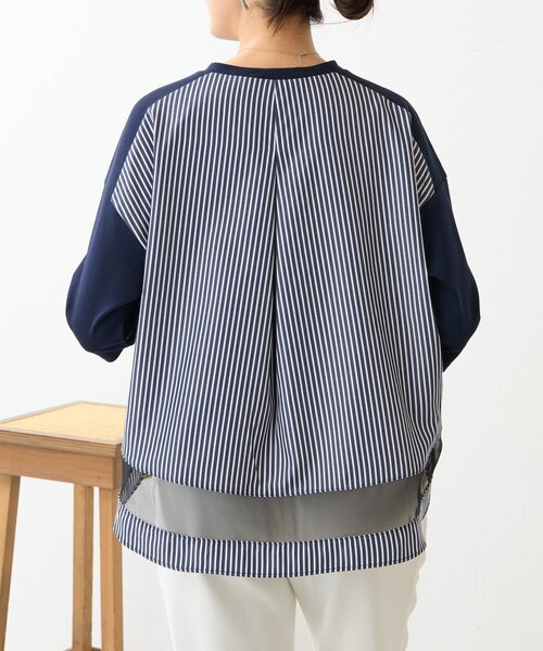 BEARDSLEY(ビアズリー)の「ストライプコンビカットソー(Tシャツ/カットソー・レディース・ホワイト/ネイビー・FREE)」の15枚目の写真