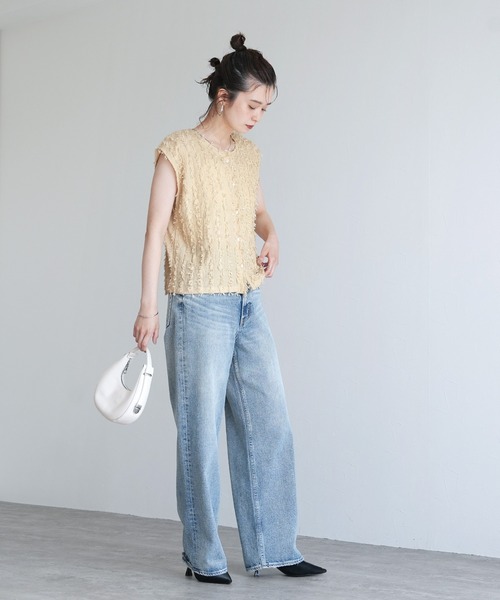 Yeoun(ヨウン)の「フリンジ前ボタントップス(ベスト・レディース・ブラック/キナリ/モカ・M)」の22枚目の写真