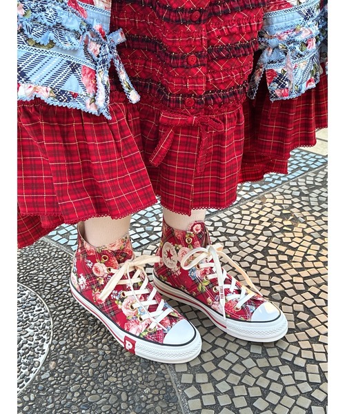 PINK HOUSE（ピンクハウス）の「CONVERSE×PINK HOUSE フラワーチェックプリントハイカットスニーカー（スニーカー・レディース・レッド・XL/LL/L/M/S/XS）」の5枚目の写真