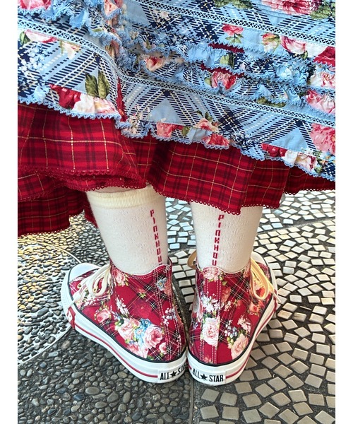 PINK HOUSE（ピンクハウス）の「CONVERSE×PINK HOUSE フラワーチェックプリントハイカットスニーカー（スニーカー・レディース・レッド・XL/LL/L/M/S/XS）」の6枚目の写真