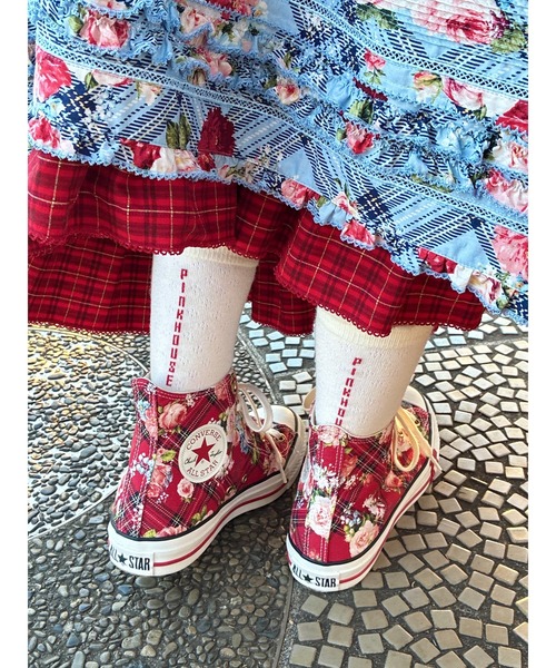 PINK HOUSE（ピンクハウス）の「CONVERSE×PINK HOUSE フラワーチェックプリントハイカットスニーカー（スニーカー・レディース・レッド・XL/LL/L/M/S/XS）」の7枚目の写真
