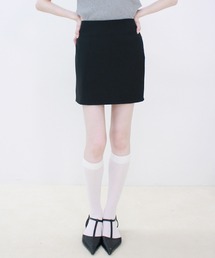 【ZOZO限定】ストレッチタイトミニスカート / シンプル きれいめ 大人フェミニン 韓国 ノームコア シティガール ストライプ モノトーン Iライン 細見え
