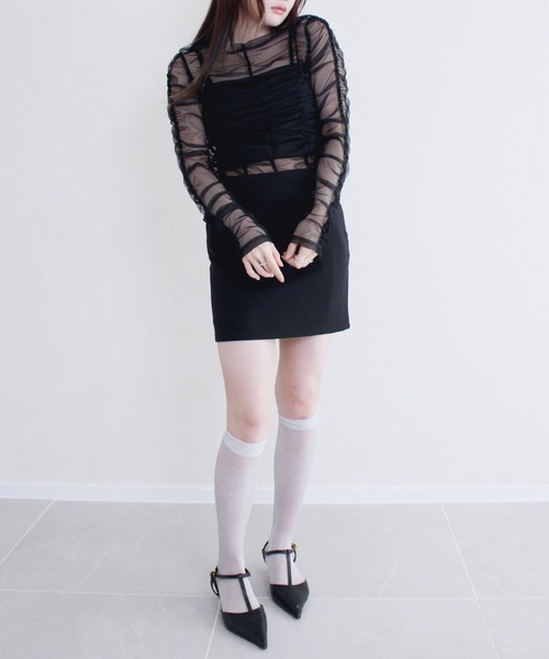Reurie'(レウリィ)の「【ZOZO限定】ストレッチタイトミニスカート / シンプル きれいめ 大人フェミニン 韓国 ノームコア シティガール ストライプ モノトーン Iライン 細見え(スカート・レディース・グレー/ブラック・MEDIUM/SMALL)」の14枚目の写真