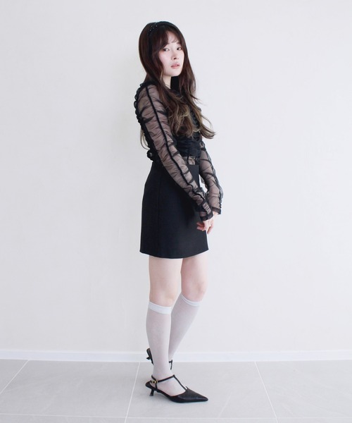 Reurie'(レウリィ)の「【ZOZO限定】ストレッチタイトミニスカート / シンプル きれいめ 大人フェミニン 韓国 ノームコア シティガール ストライプ モノトーン Iライン 細見え(スカート・レディース・グレー/ブラック・MEDIUM/SMALL)」の15枚目の写真