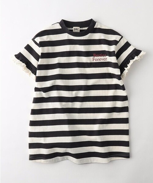 DRC branshes(ディーアールシーブランシェス)の「【WEB限定/DRC】ボーダー半袖ワンピース(ワンピース・キッズ・オフホワイト/ブルー/ピンク/グリーン・140/130/150/100/110/120)」の2枚目の写真