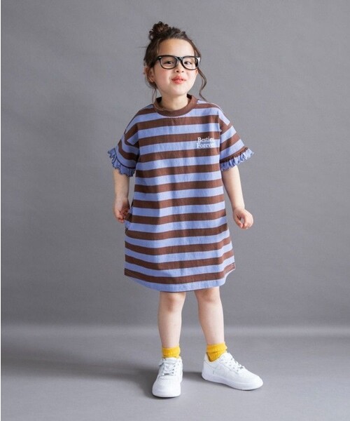 DRC branshes(ディーアールシーブランシェス)の「【WEB限定/DRC】ボーダー半袖ワンピース(ワンピース・キッズ・オフホワイト/ブルー/ピンク/グリーン・140/130/150/100/110/120)」の10枚目の写真
