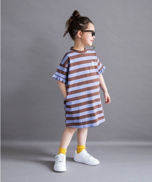 DRC branshes(ディーアールシーブランシェス)の「【WEB限定/DRC】ボーダー半袖ワンピース(ワンピース・キッズ・オフホワイト/ブルー/ピンク/グリーン・140/130/150/100/110/120)」の11枚目の写真