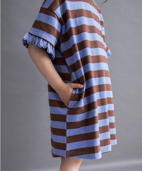 DRC branshes(ディーアールシーブランシェス)の「【WEB限定/DRC】ボーダー半袖ワンピース(ワンピース・キッズ・オフホワイト/ブルー/ピンク/グリーン・140/130/150/100/110/120)」の14枚目の写真