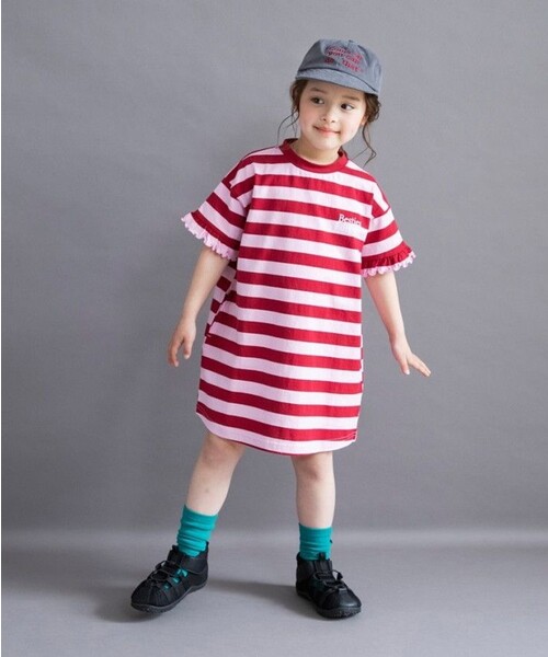 DRC branshes(ディーアールシーブランシェス)の「【WEB限定/DRC】ボーダー半袖ワンピース(ワンピース・キッズ・オフホワイト/ブルー/ピンク/グリーン・140/130/150/100/110/120)」の15枚目の写真