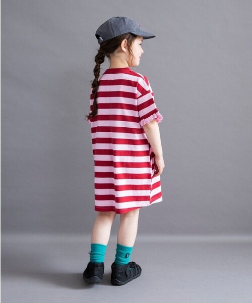 DRC branshes(ディーアールシーブランシェス)の「【WEB限定/DRC】ボーダー半袖ワンピース(ワンピース・キッズ・オフホワイト/ブルー/ピンク/グリーン・140/130/150/100/110/120)」の16枚目の写真