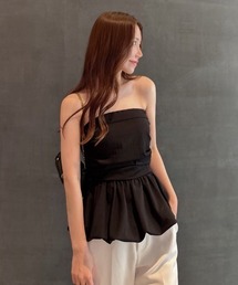 【ALLuRing ChaRm × bellchan21_(Suzu)】Ruched Peplum Tube Top / シャーリングペプラムチューブトップ