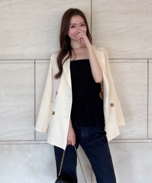 ALLuRing ChaRm(アリュリングチャーム)の「【ALLuRing ChaRm × bellchan21_(Suzu)】Ruched Peplum Tube Top / シャーリングペプラムチューブトップ(チューブトップ・レディース・チェック/ブラック・FREE)」の17枚目の写真