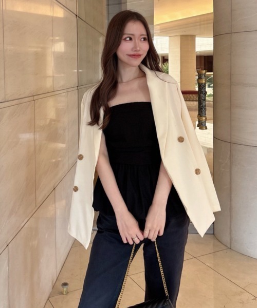 ALLuRing ChaRm(アリュリングチャーム)の「【ALLuRing ChaRm × bellchan21_(Suzu)】Ruched Peplum Tube Top / シャーリングペプラムチューブトップ(チューブトップ・レディース・チェック/ブラック・FREE)」の16枚目の写真