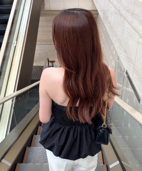 ALLuRing ChaRm(アリュリングチャーム)の「【ALLuRing ChaRm × bellchan21_(Suzu)】Ruched Peplum Tube Top / シャーリングペプラムチューブトップ(チューブトップ・レディース・チェック/ブラック・FREE)」の8枚目の写真