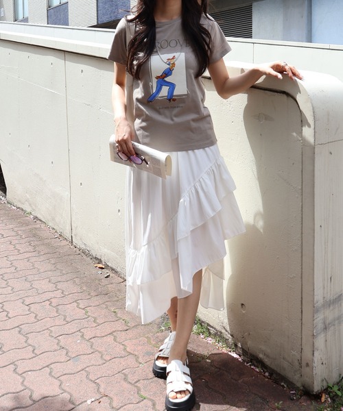 SpRay（スプレイ）の「スケートＧＩＲＬ　Ｔシャツ（Tシャツ/カットソー・レディース・チャコールグレー/ベージュ/オフホワイト/ミント・FREE）」の7枚目の写真