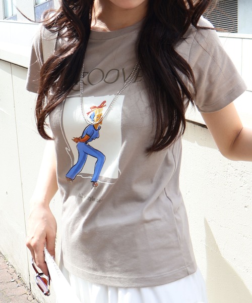 SpRay（スプレイ）の「スケートＧＩＲＬ　Ｔシャツ（Tシャツ/カットソー・レディース・チャコールグレー/ベージュ/オフホワイト/ミント・FREE）」の8枚目の写真