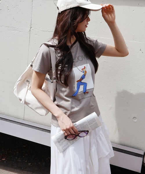 SpRay（スプレイ）の「スケートＧＩＲＬ　Ｔシャツ（Tシャツ/カットソー・レディース・チャコールグレー/ベージュ/オフホワイト/ミント・FREE）」の9枚目の写真