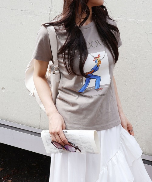 SpRay（スプレイ）の「スケートＧＩＲＬ　Ｔシャツ（Tシャツ/カットソー・レディース・チャコールグレー/ベージュ/オフホワイト/ミント・FREE）」の11枚目の写真