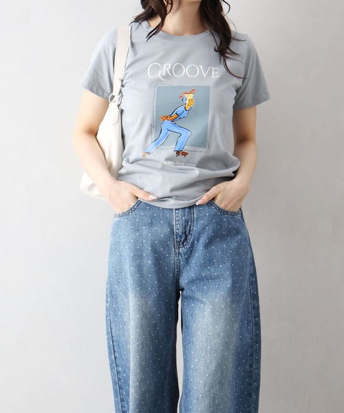 SpRay（スプレイ）の「スケートＧＩＲＬ　Ｔシャツ（Tシャツ/カットソー・レディース・チャコールグレー/ベージュ/オフホワイト/ミント・FREE）」の12枚目の写真