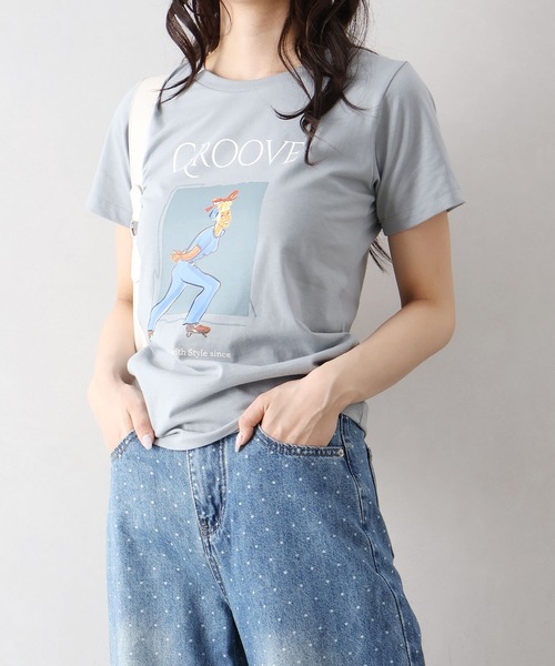 SpRay（スプレイ）の「スケートＧＩＲＬ　Ｔシャツ（Tシャツ/カットソー・レディース・チャコールグレー/ベージュ/オフホワイト/ミント・FREE）」の13枚目の写真