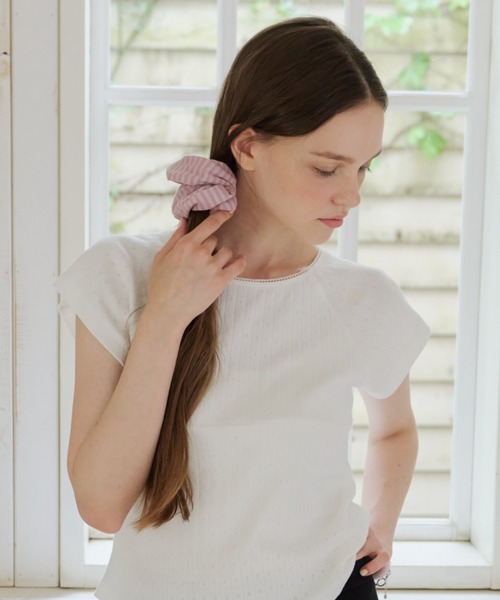 GIUNON(ジウノン)の「stretch border scrunchie / ストレッチボーダーシュシュ(シュシュ・レディース・ピンク/ブルー/ブラック・FREE)」の9枚目の写真