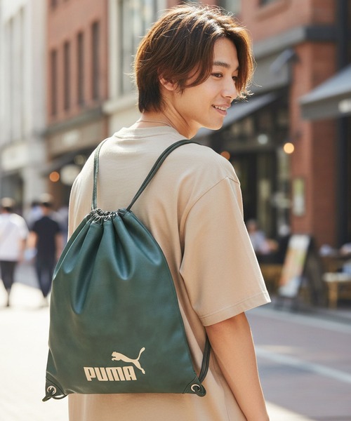 PUMA(プーマ)の「【PUMA/プーマ】【PUレザー 高見え】ビンテージPUナップサック 巾着バッグ メンズ レディース レトロ ストリート y2k スポーツミックス 古着風 おしゃれ(バックパック/リュック・メンズ・ブラック/ブラウン/グリーン・FREE)」の3枚目の写真