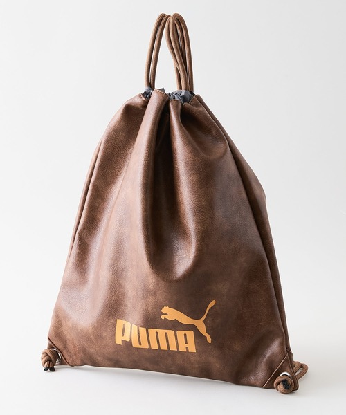 PUMA(プーマ)の「【PUMA/プーマ】【PUレザー 高見え】ビンテージPUナップサック 巾着バッグ メンズ レディース レトロ ストリート y2k スポーツミックス 古着風 おしゃれ(バックパック/リュック・メンズ・ブラック/ブラウン/グリーン・FREE)」の5枚目の写真