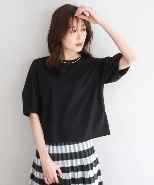 MK MICHEL KLEIN（エムケーミッシェルクラン）の「[接触冷感/洗える]シルケットスムース タックスリーブカットソー（Tシャツ/カットソー・レディース・サンドベージュ/ホワイト/ブラック・38）」の18枚目の写真