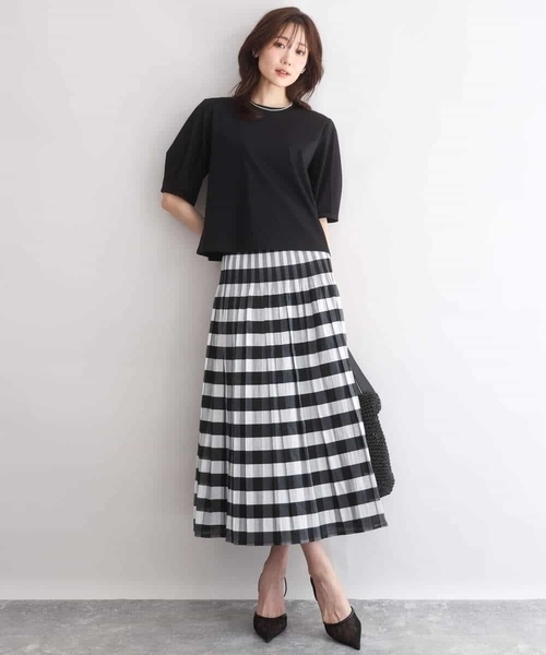 MK MICHEL KLEIN（エムケーミッシェルクラン）の「[接触冷感/洗える]シルケットスムース タックスリーブカットソー（Tシャツ/カットソー・レディース・サンドベージュ/ホワイト/ブラック・38）」の21枚目の写真