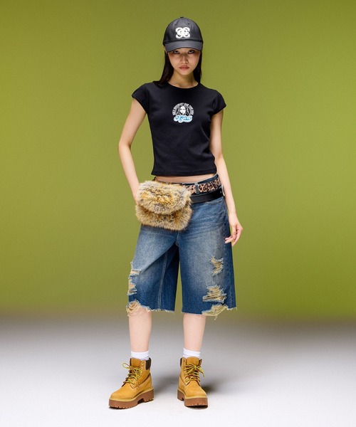 X-girl(エックスガール)の「FAUX CALF HAIR LEATHER XG BELT(ベルト・レディース・ベージュ/ブラック・ONE SIZE)」の7枚目の写真