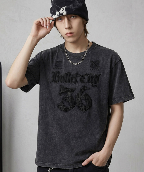 SILVER BULLET(シルバーバレット)の「『SILVER BULLET SELECT AP/シルバーバレットセレクト』刺繍ゲームシャツ半袖Tシャツ【Z】(Tシャツ/カットソー・メンズ・ホワイト/ブラック/ブラック系・L/M)」の1枚目の写真