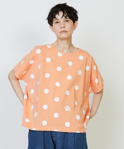 FRAPBOIS PARK(フラボアパーク)の「ドルマンドット2(Tシャツ/カットソー・レディース・ブラック/サーモンピンク/ブルー・1)」の1枚目の写真