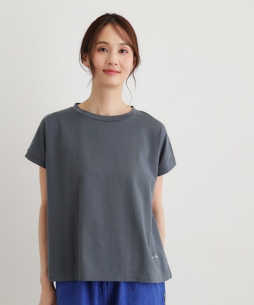 LAURA ASHLEY(ローラアシュレイ)の「【日本製/ワンマイルウエア】コットン天竺Tシャツ(Tシャツ/カットソー・レディース・ホワイト/ピンク系/チャコールグレー・38)」の3枚目の写真