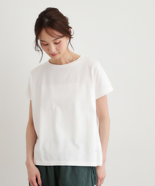 LAURA ASHLEY(ローラアシュレイ)の「【日本製/ワンマイルウエア】コットン天竺Tシャツ(Tシャツ/カットソー・レディース・ホワイト/ピンク系/チャコールグレー・38)」の4枚目の写真