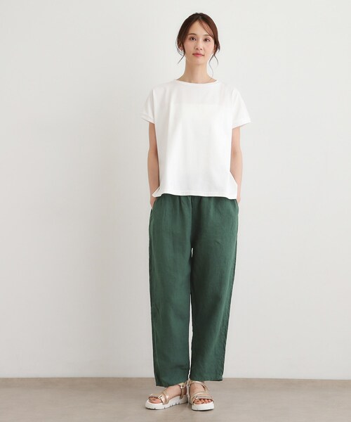 LAURA ASHLEY(ローラアシュレイ)の「【日本製/ワンマイルウエア】コットン天竺Tシャツ(Tシャツ/カットソー・レディース・ホワイト/ピンク系/チャコールグレー・38)」の5枚目の写真