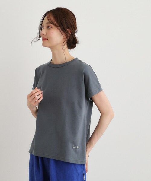 LAURA ASHLEY(ローラアシュレイ)の「【日本製/ワンマイルウエア】コットン天竺Tシャツ(Tシャツ/カットソー・レディース・ホワイト/ピンク系/チャコールグレー・38)」の8枚目の写真