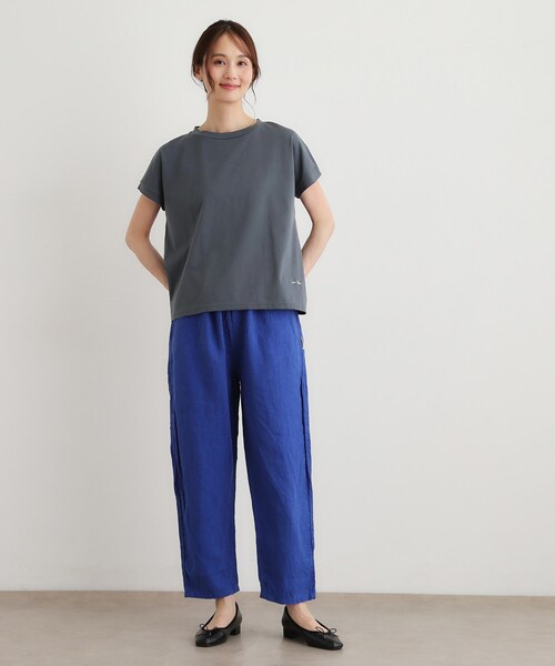 LAURA ASHLEY(ローラアシュレイ)の「【日本製/ワンマイルウエア】コットン天竺Tシャツ(Tシャツ/カットソー・レディース・ホワイト/ピンク系/チャコールグレー・38)」の10枚目の写真