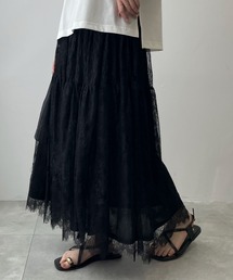 WEGO/レース切替ロングスカート