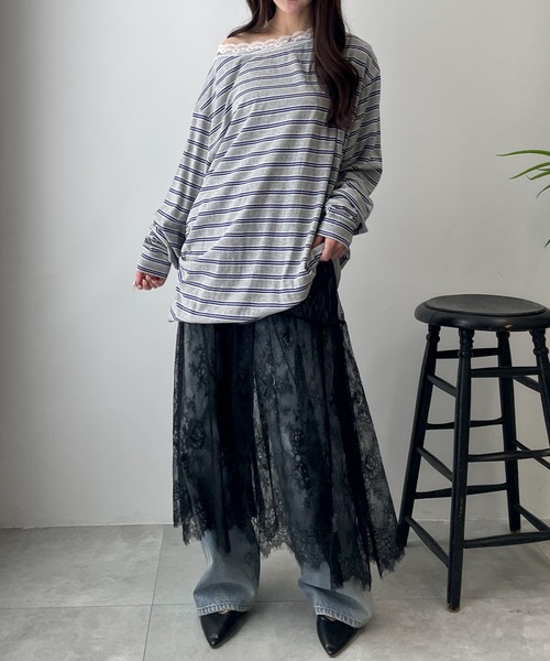 WEGO(ウィゴー)の「WEGO/レース切替ロングスカート(スカート・レディース・ホワイト/ブラック・FREE)」の15枚目の写真
