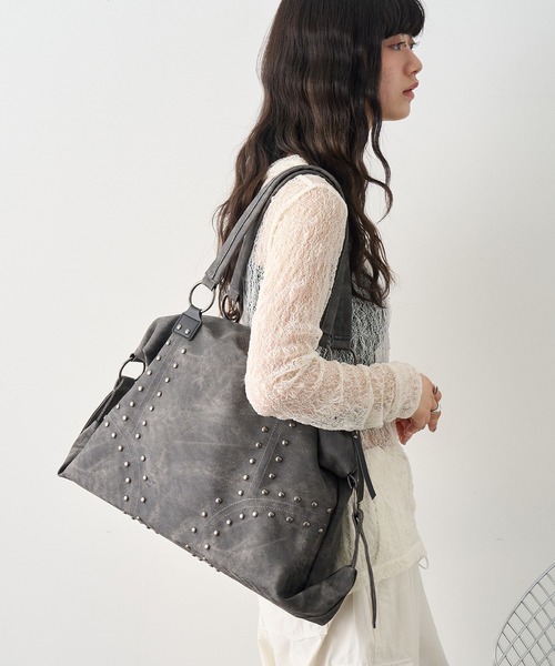 NOGLE（ノグル）の「【NOGLE select/ノグルセレクト】スタッズボストンバッグ/トートバッグ（ボストンバッグ・レディース・ブラウン/ベージュ/ブラック・FREE）」の14枚目の写真