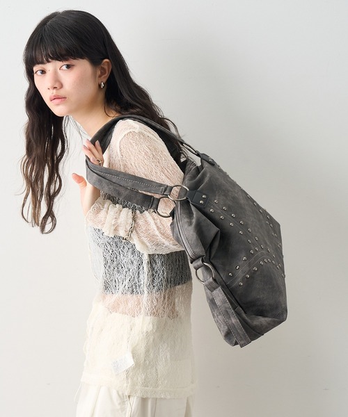 NOGLE（ノグル）の「【NOGLE select/ノグルセレクト】スタッズボストンバッグ/トートバッグ（ボストンバッグ・レディース・ブラウン/ベージュ/ブラック・FREE）」の15枚目の写真