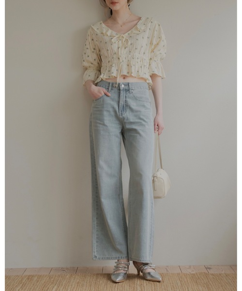 JUMELLE(ジュメロ)の「レースデザインワイドデニム(デニムパンツ・レディース・ライトブルー/ブラック・SMALL/MEDIUM)」の13枚目の写真