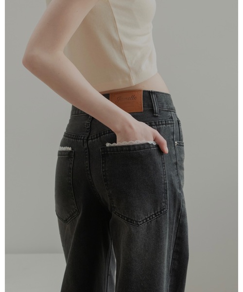 JUMELLE(ジュメロ)の「レースデザインワイドデニム(デニムパンツ・レディース・ライトブルー/ブラック・SMALL/MEDIUM)」の16枚目の写真