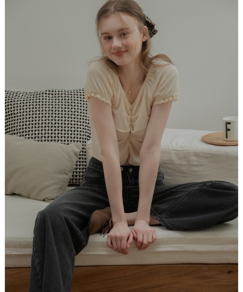 JUMELLE(ジュメロ)の「レースデザインワイドデニム(デニムパンツ・レディース・ライトブルー/ブラック・SMALL/MEDIUM)」の17枚目の写真